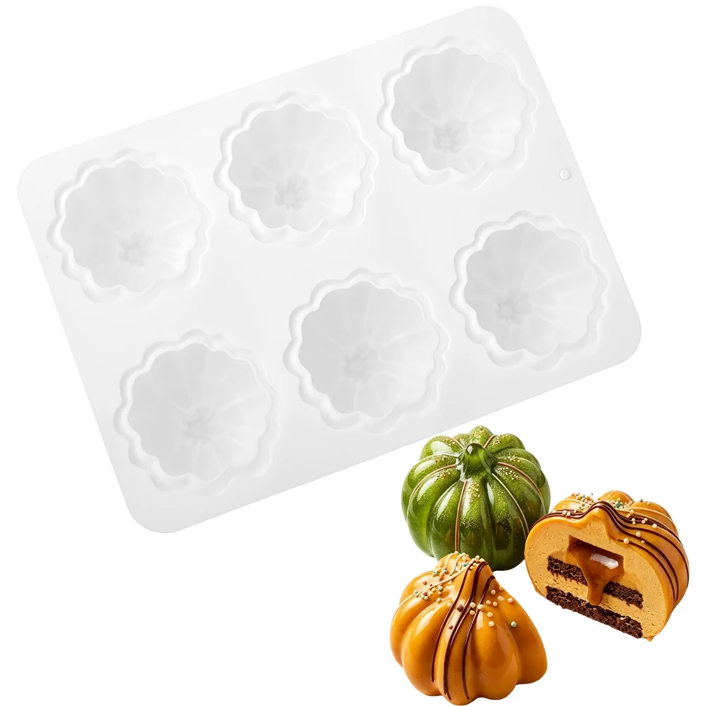 Halloween Jack-o '- lantern Design 2/6-Cell Silicone Mousse Cake Mould Halloween Pumpkin Dessert Bakeware Candy Chocolate Mold