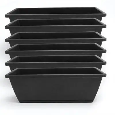 

6Pcs Rectangular Vegetable Planting Pots Plastic Planters for Outdoor Indoor Garden Balcony Window Sill with Water Spouts and