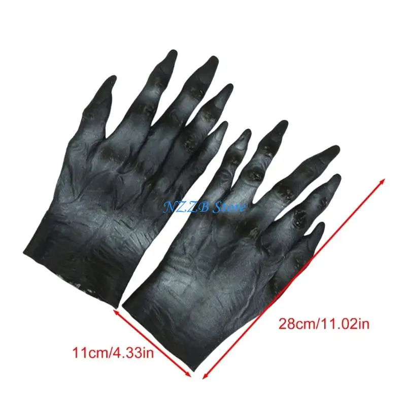 T21f Halloween mostri guanti a mano guanti zombite in lattice lupo mannali guanti uomini uomini