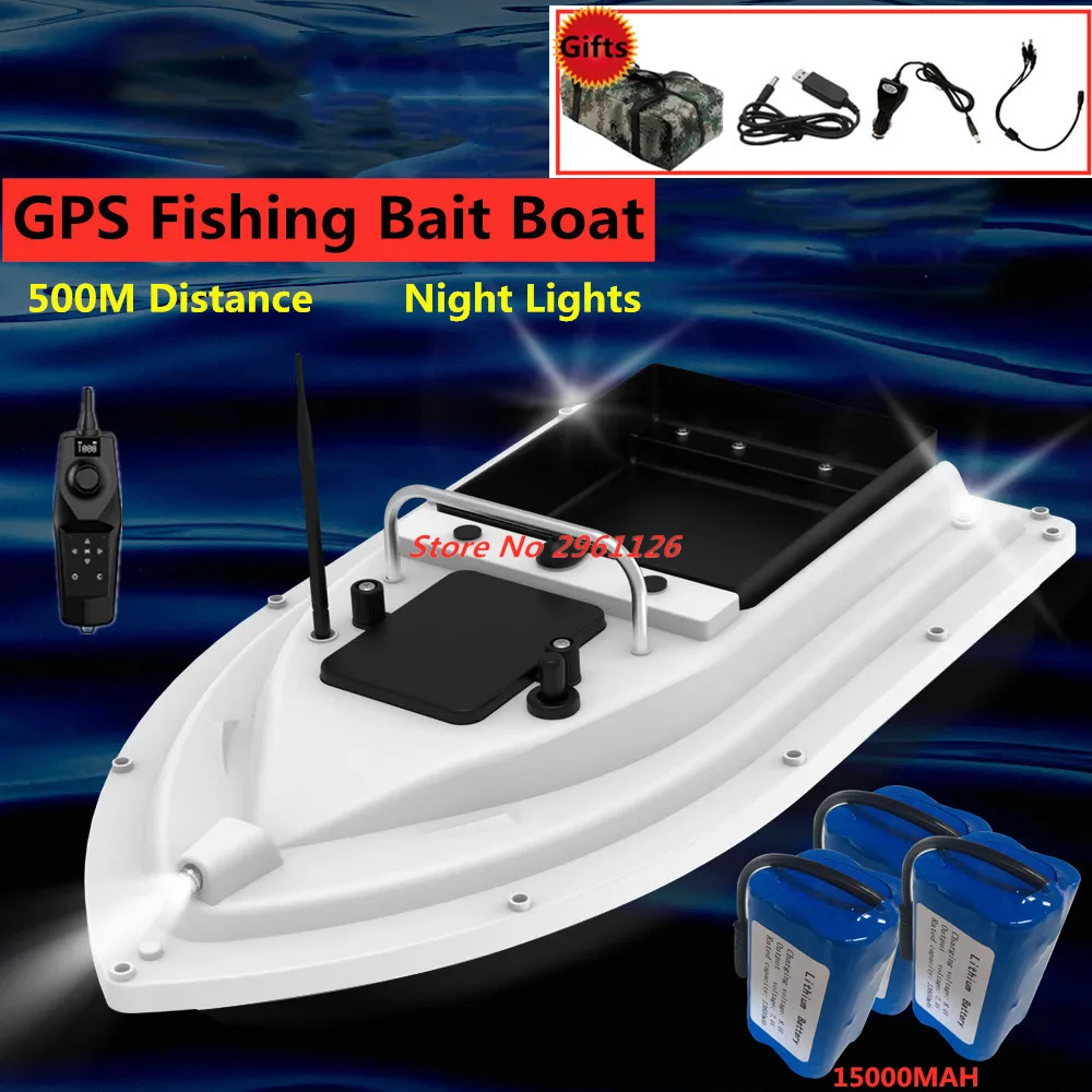 Bateau à appâts de pêche GPS 500M, télécommande sans fil 500M, bateau d'alimentation à retour automatique, bateau de nidification RC, bateau à appâts, jouet cadeau