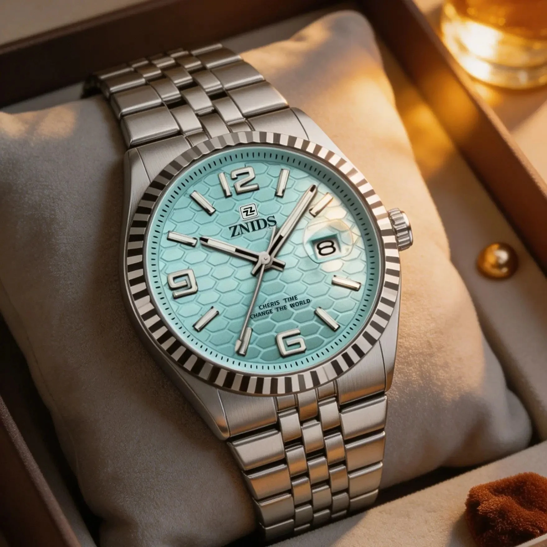 Business Casual, Versatile and Stylish Men's Sporty Quartz Watch, Stainless Steel Strap, Waterproof, Luminous Hands, Date Display Function, Classic Wave-Shaped Bezel Design, Suitable for Daily Work, Travel and Outdoor Activities