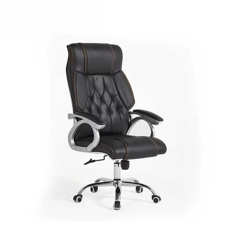 Back Executive Office Chair Adjustable Height Rotating Base Fixed Armrest Chrome Metal
