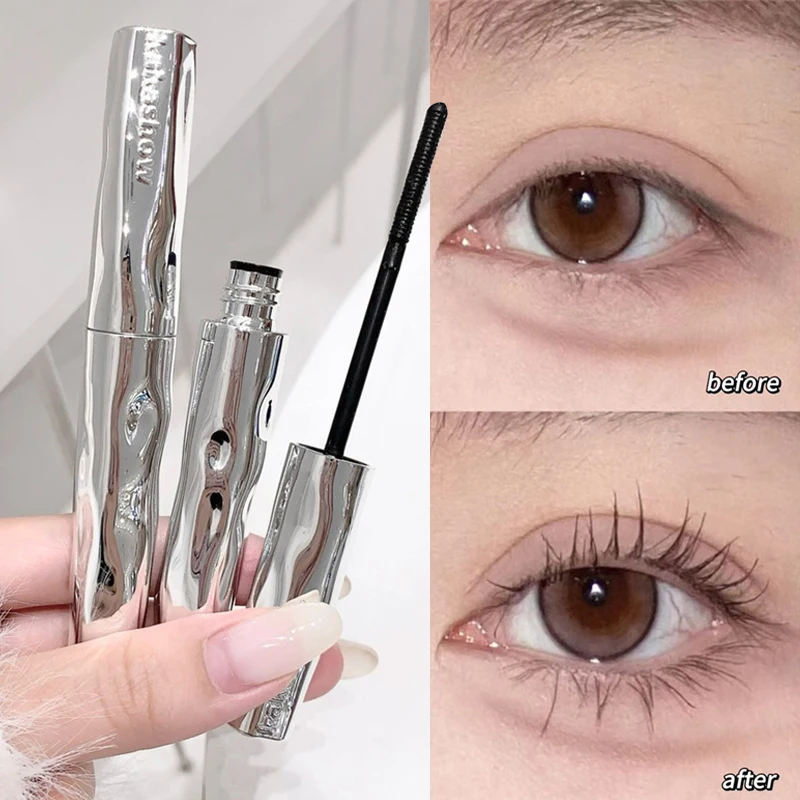 Silver Silk Fiber Lash Mascara Curling Lengthening Slim Eyelash Extension Tint Waterproof Fast Dry Fine Brush Mascara Makeup
