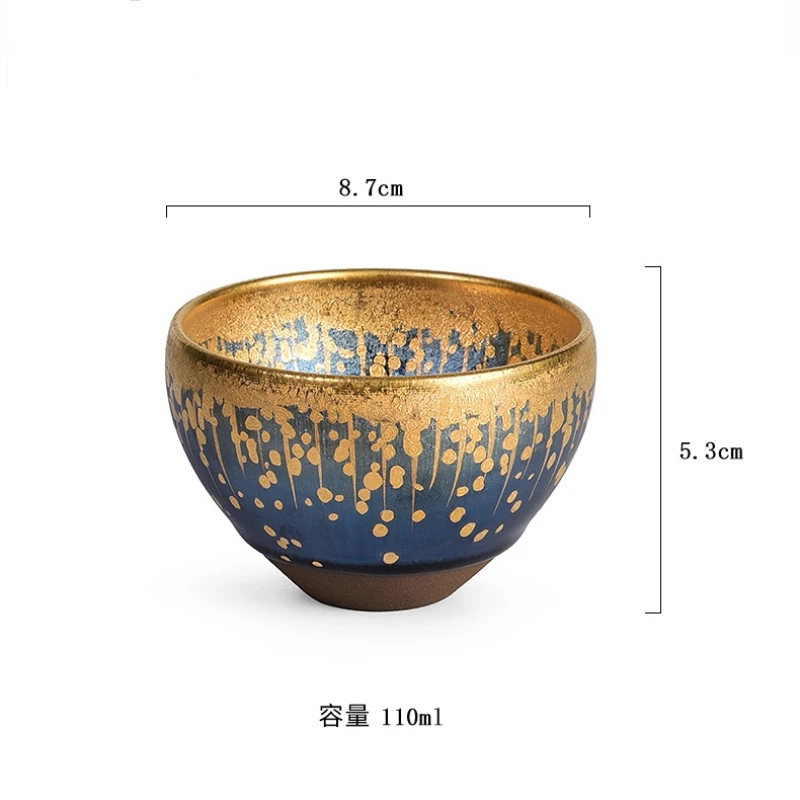 Jian Zhan Meteor Cup, Master Cup, Home, High-end Gifts, Golden Tea Cup, Tea Bowl (LH), 24K Gold