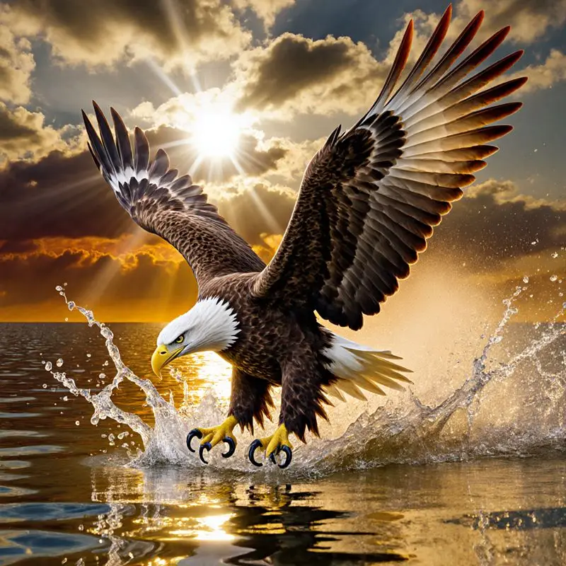 Diamond Painting Kit. Bald Eagle Diamond Painting Set, Featuring a Majestic Bald Eagle with a Yellow Beak in Dynamic Action