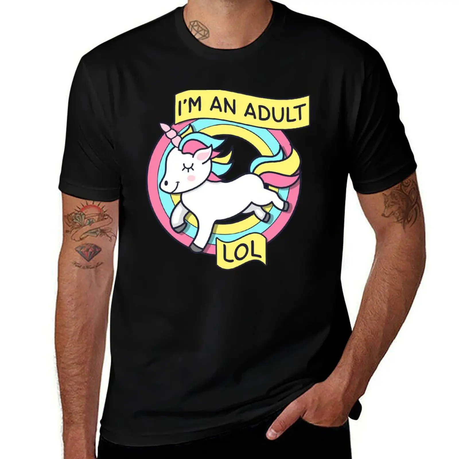 

Funny Unicorn I'm An Adult LOL T-Shirt vintage clothes oversized anime t shirts cotton graphic tees t shirt men 100℅ cotton