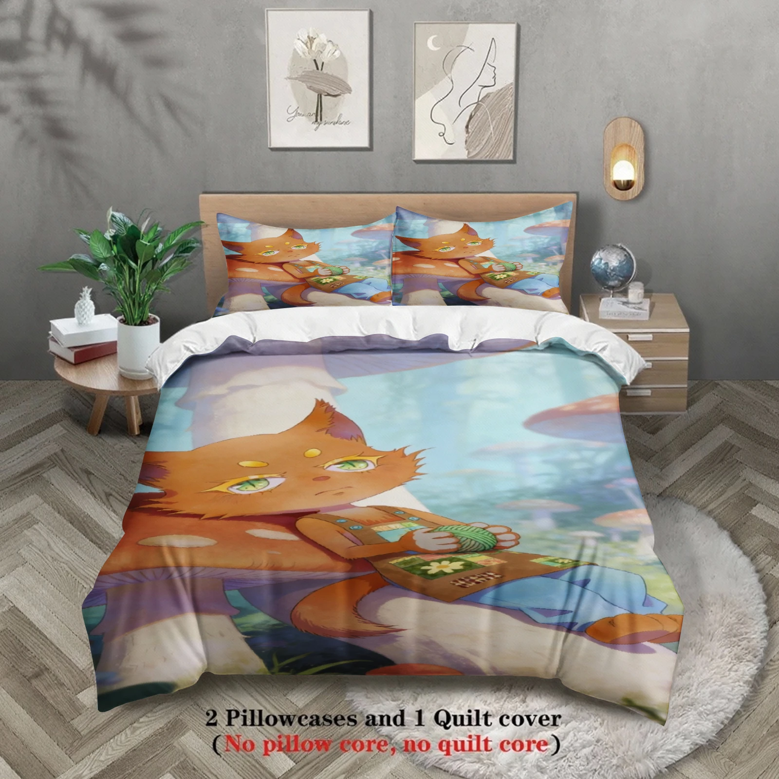 

Softville Cozy Town Cute Fern the Quilt Fox Bedding Set With Duvet Cover & Pillowcase For Children's Bedroom Decor