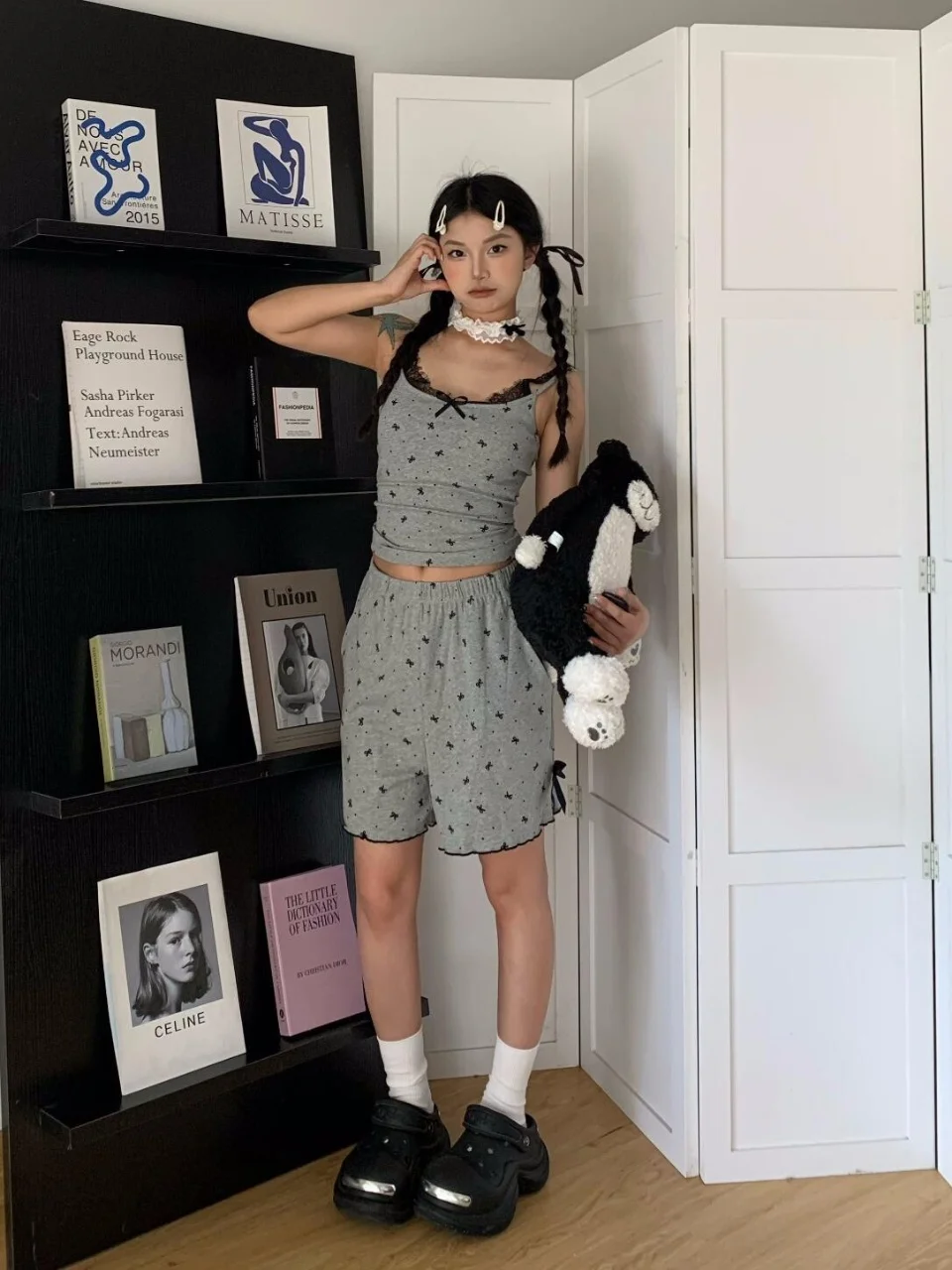 

Women's Star Print Lace Trim Pajama Set Sleeveless Cami + Shorts Y2K Aesthetic Sweet Summer Comfortable Loungewear Two Piece