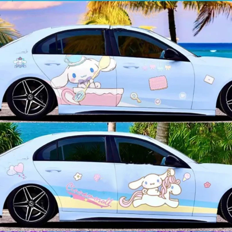 Kawaii Car Sticker Car Film Car Stickers Water Proof Sun Protection Car Cover Scratch Masking Sanrio Car Accessories Gift