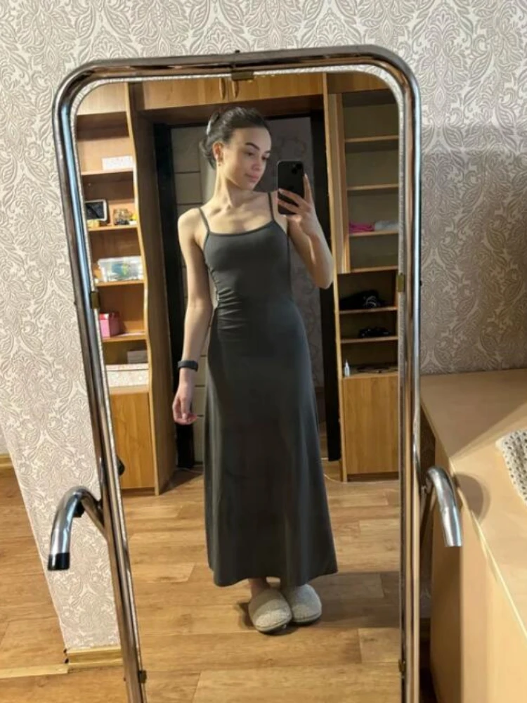 Solid Sleeveless Dresses Women Harajuku Backless Abdomen Slim High Waist Basic Classic Casual Simple Korean Style Spicy Summer