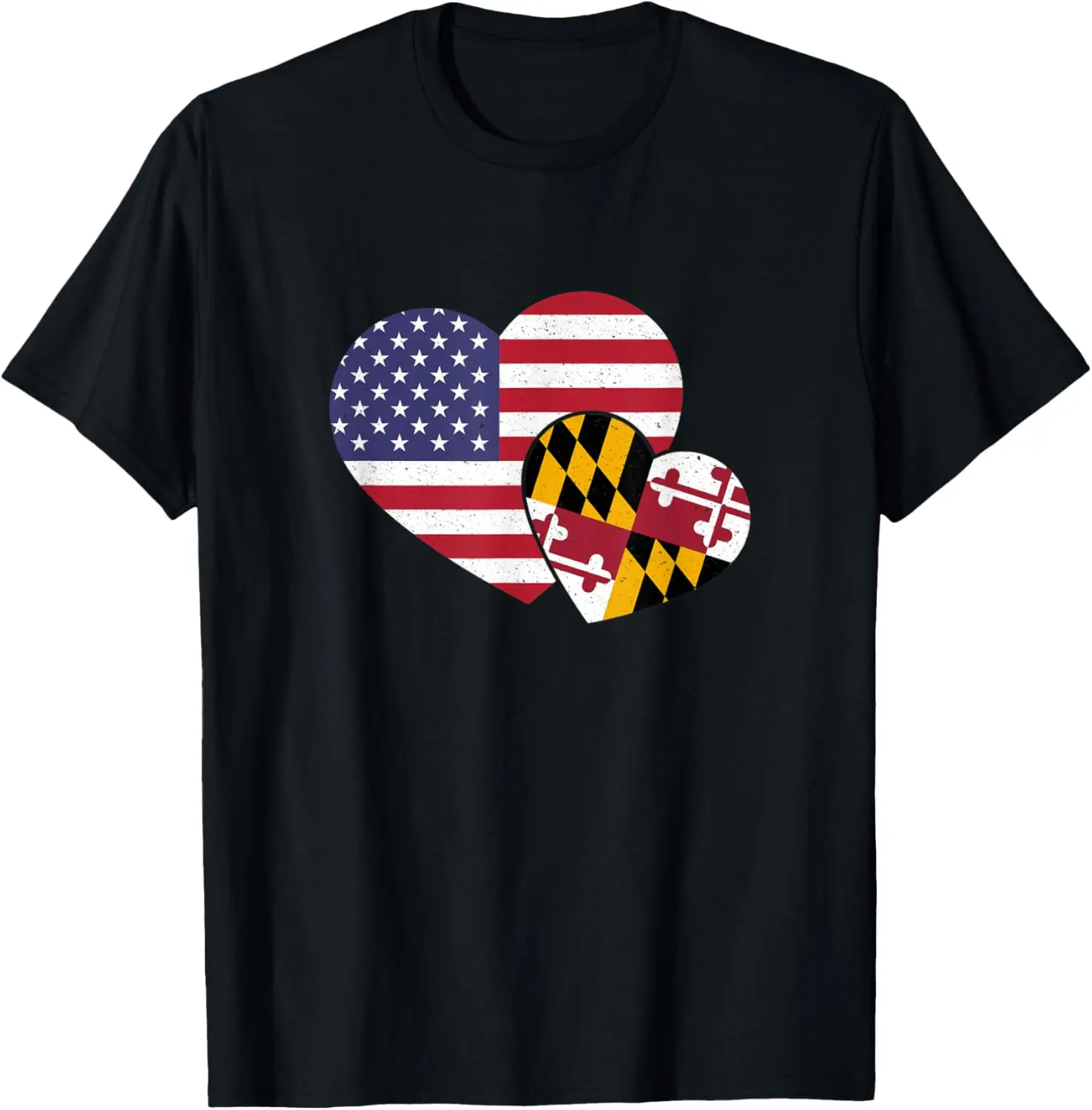 

Loving USA & Maryland State Flag Heart Proud American T-Shirt