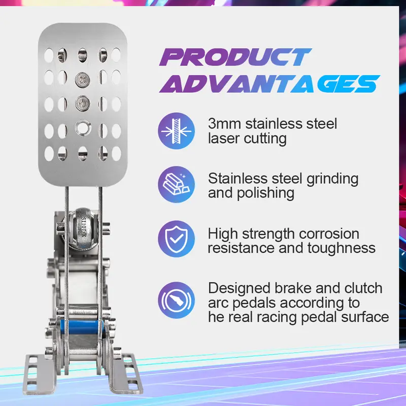 SimRuito Sim Racing LoadCell Pedals 3mm stainless steel Racing Simulator Cockpit Pedals For Pc Game Gear pedal for wheel - Image 4