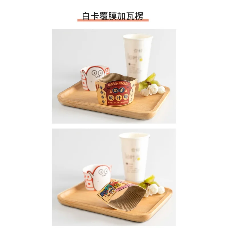 Customized productcustom logo printed paper cup fan blanks Kraft paper coffee cup  sleeve