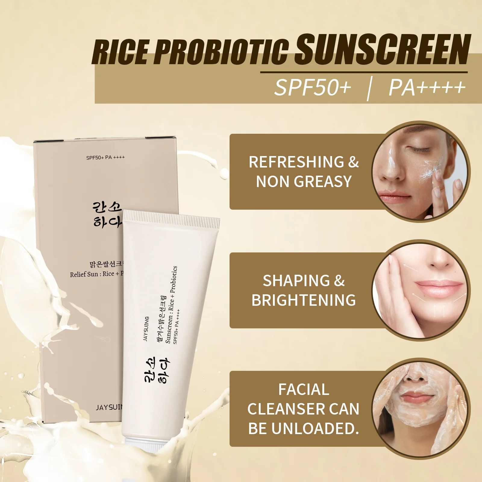 Sunscreen SPF50+ UV Protective Anti Shine Sunburn Solar Blocker Oil Control Refreshing Body Sunblock Whitening Sun Cream