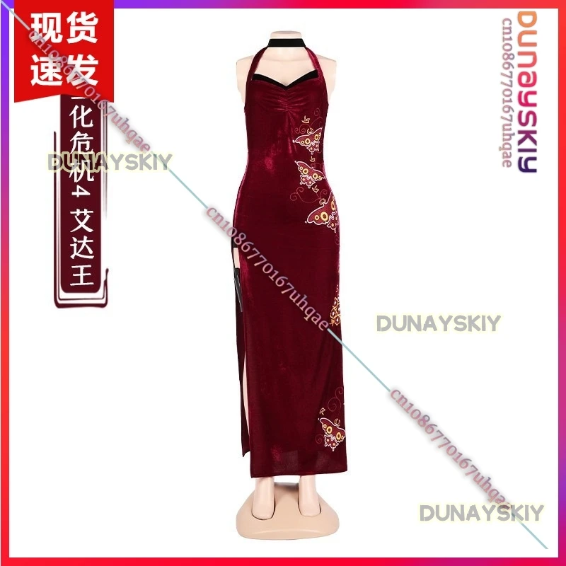 หญิง Resident 4 Ada Wong คอสเพลย์เครื่องแต่งกายสีแดง Cheongsam ชุดวิกผมสีดําชุด 2025 อะนิเมะ/ฮาโลวีน Carnival ชุดผู้หญิงหญิง