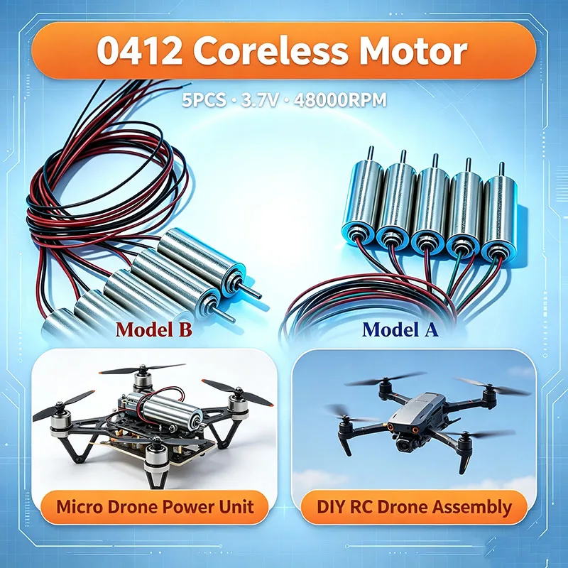 5PCS/Lot 0412 Mini Coreless Motor 4mm*12mm Micro 412 Hollow Cup Ultra High-Speed 48000RPM DC 3.7V for DIY RC Drone