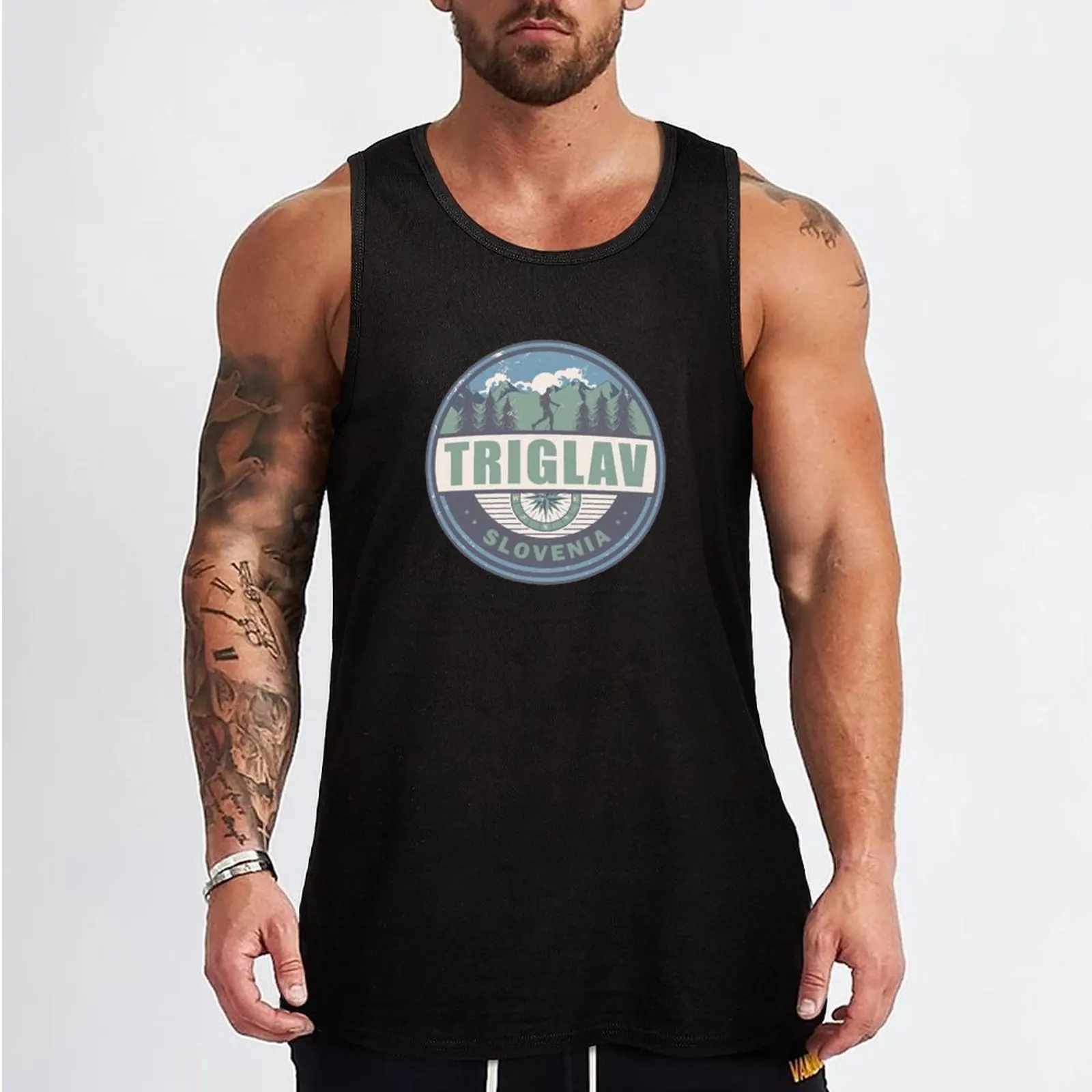 Triglav Slovenia Julian Alps Vintage Hiking Design Tank Top sleeveless gym shirt man fitness Men's summer clothes