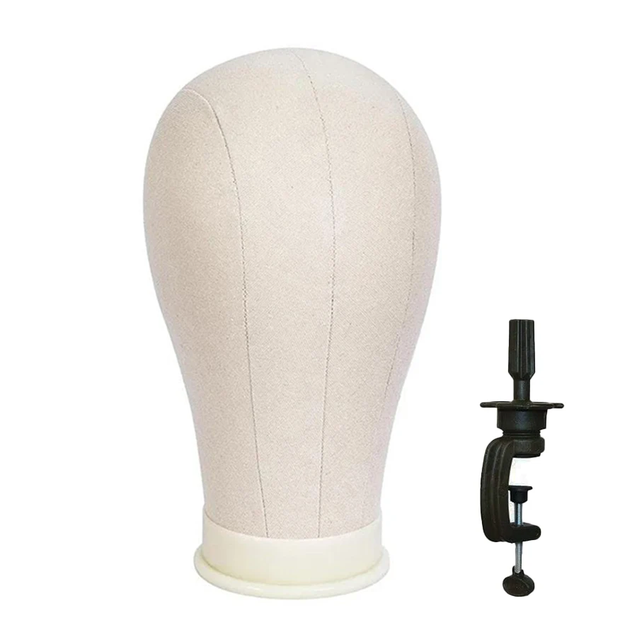 

21-24 Inch Mannequin Head With Stand Canvas Head Wig Model With Mount Hole For DIY Wig Making