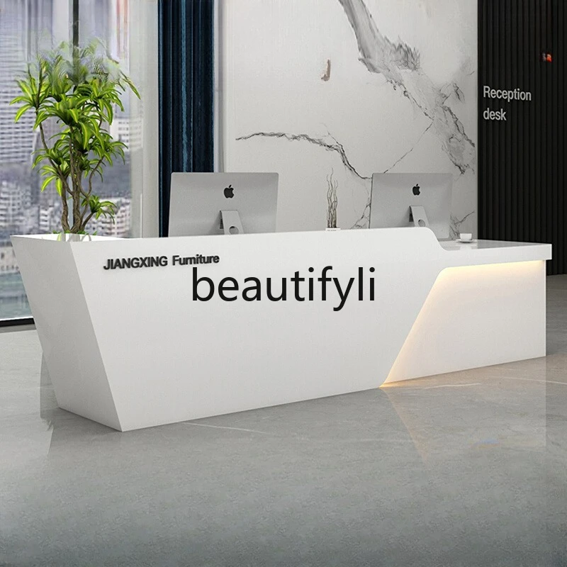 

Front Reception Desk Company Lacquer Office Desk Simple Modern Beauty Salon Hotel Service Cashier Desk