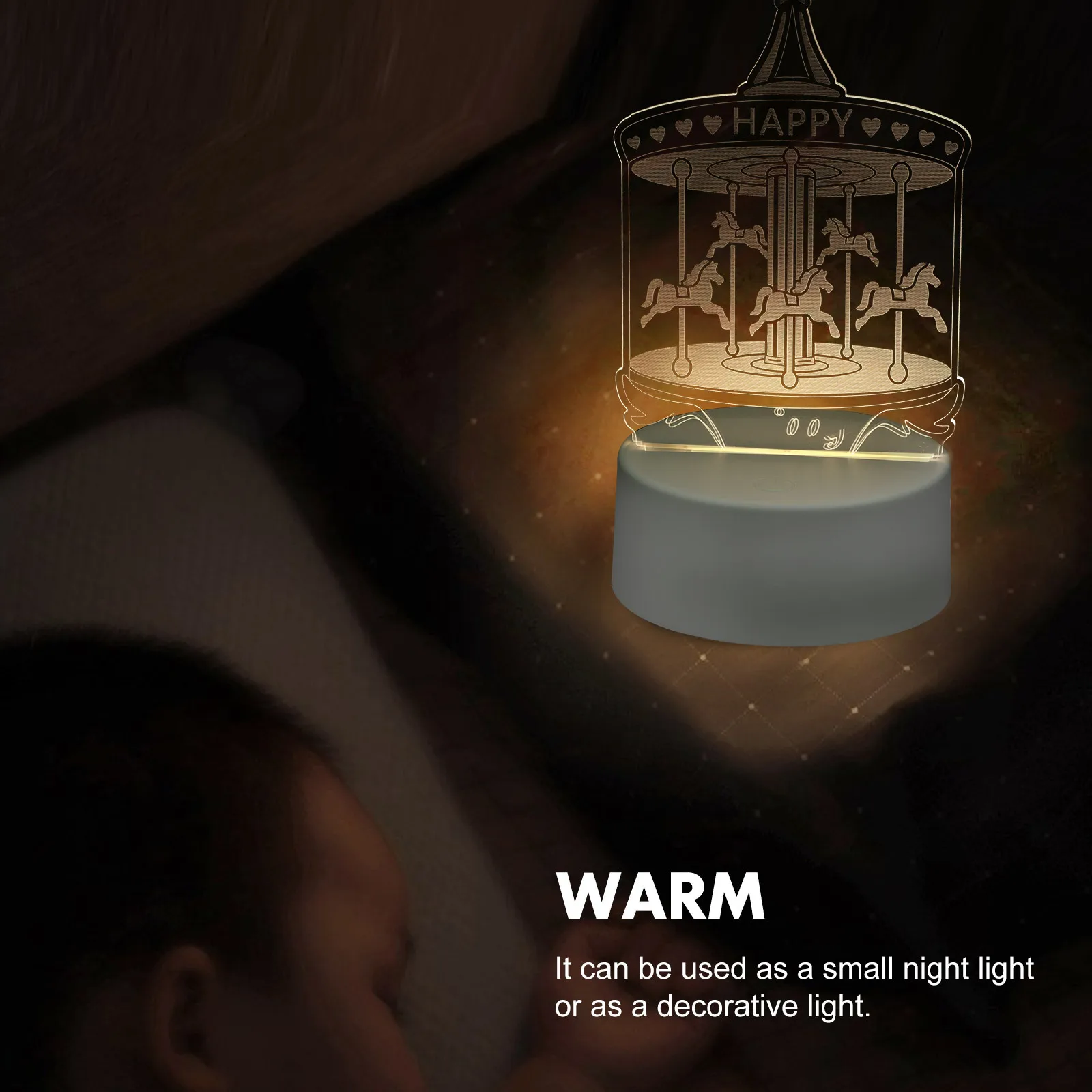 1pc 3D Small Night Creative Lamp For Bedroom Living Room Room Dual-Use Usb Powered Warm Light Chic Night Light