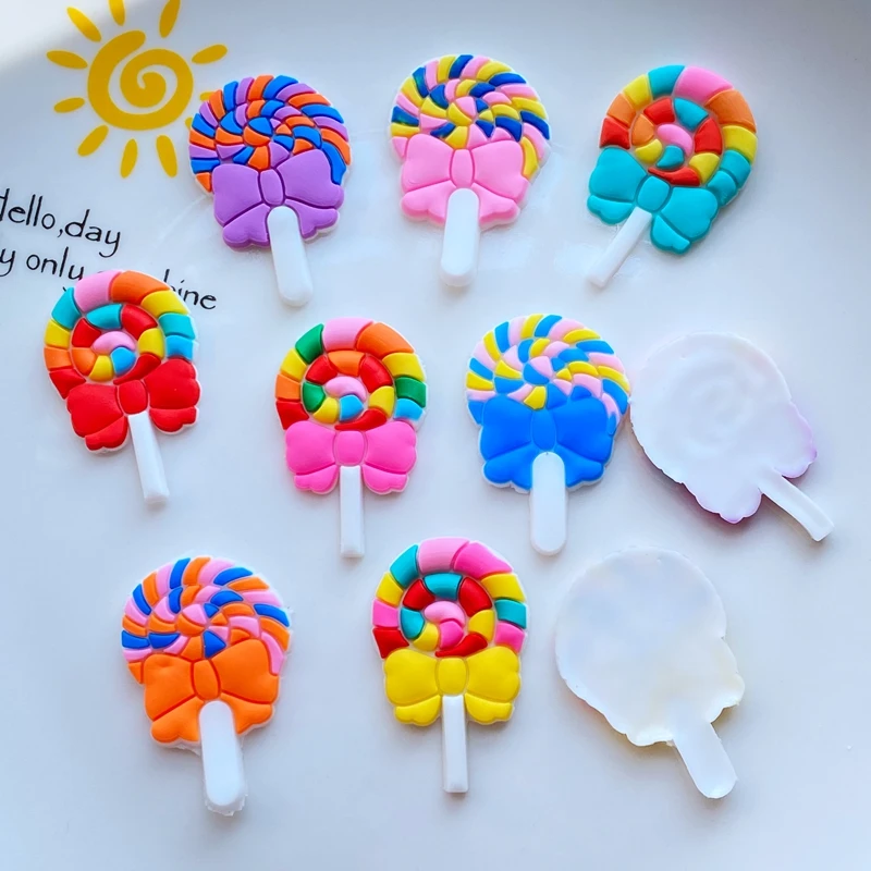 10Pcs New Cute Colored Lollipop Flexible Glue FlatBack DIY Scrapbook Embellishment Phone Craft Decoration