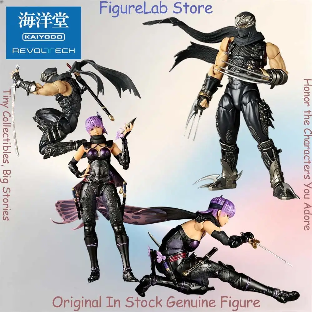 Figura oficial original en stock de Kaiyodo Revoltech Ryu Hayabusa Ayane, modelo de acción de anime Ninja Gaiden, juguete en caja.