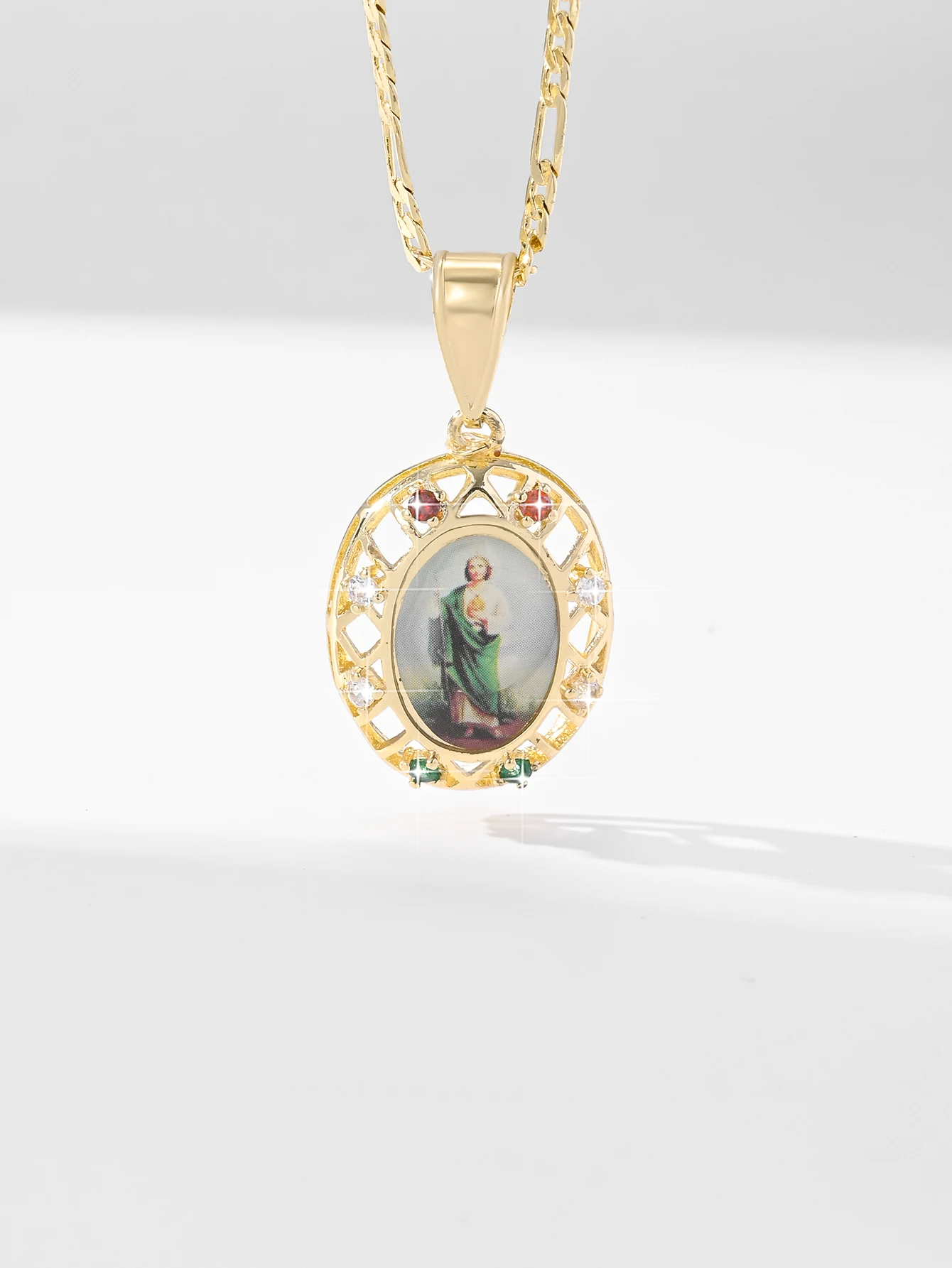 Virgin Mary Pendant Necklace Fashion Classic Reproduction Copper Zirconia Enamel Crafted Suitable For Gifts Daily Holiday Wear