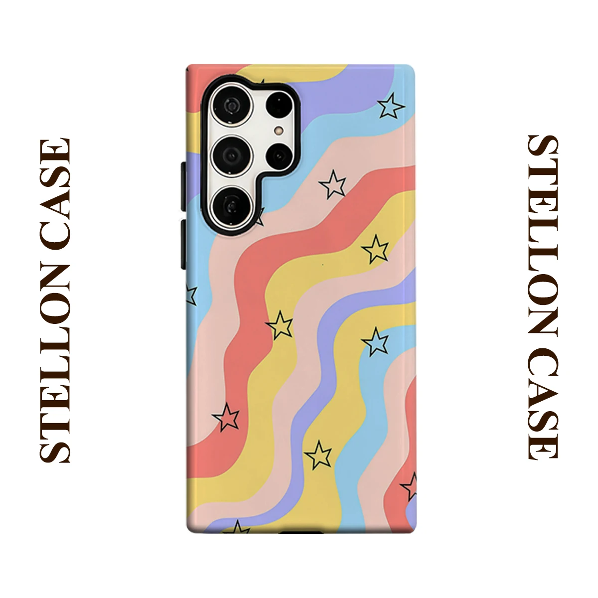 Rainbow Stars For Samsung Galaxy Phone Case S23 S20 S25 FE S24 Plus S26 Ultra 2-IN-1 Shockproof Bumper Hard PC