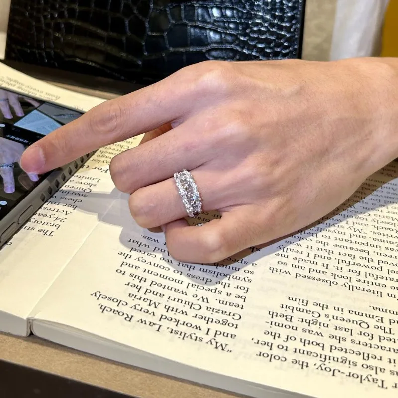 الفرنسية الرجعية الفضة الدانتيل القيثارة صف خاتم الماس الإناث المتخصصة تصميم رائعة الأناقة الخفيفة الفاخرة الراقية المجوهرات #4