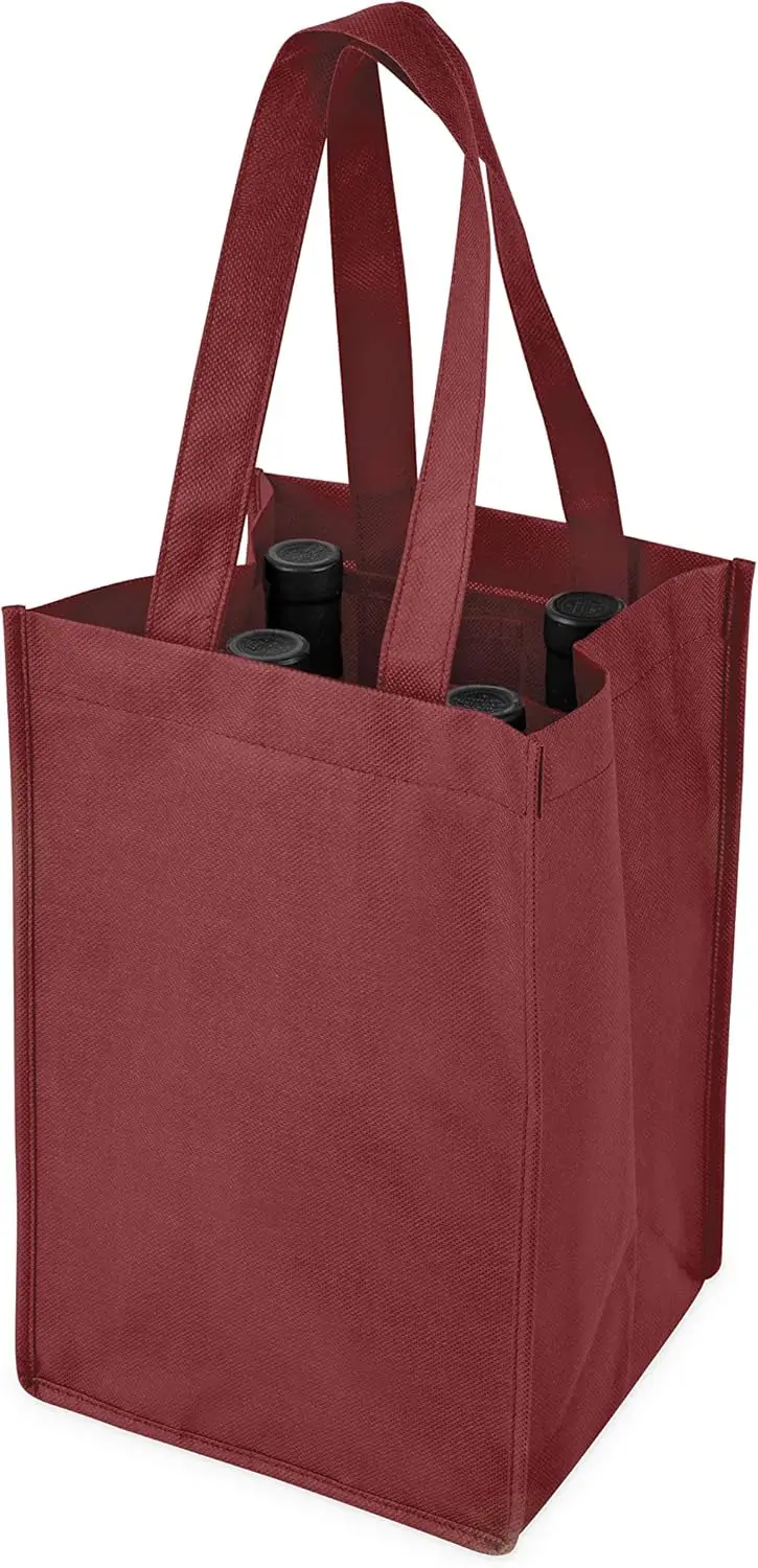 Porta-bolsa para vinho de 4 garrafas – Bolsa isolada reutilizável com divisórias para viagens/presentes