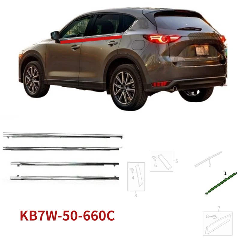 KB7W-50-660C For Mazda CX-5 CX5 2017-2021 Chrome Window Rubber Mouling  4 Pieces