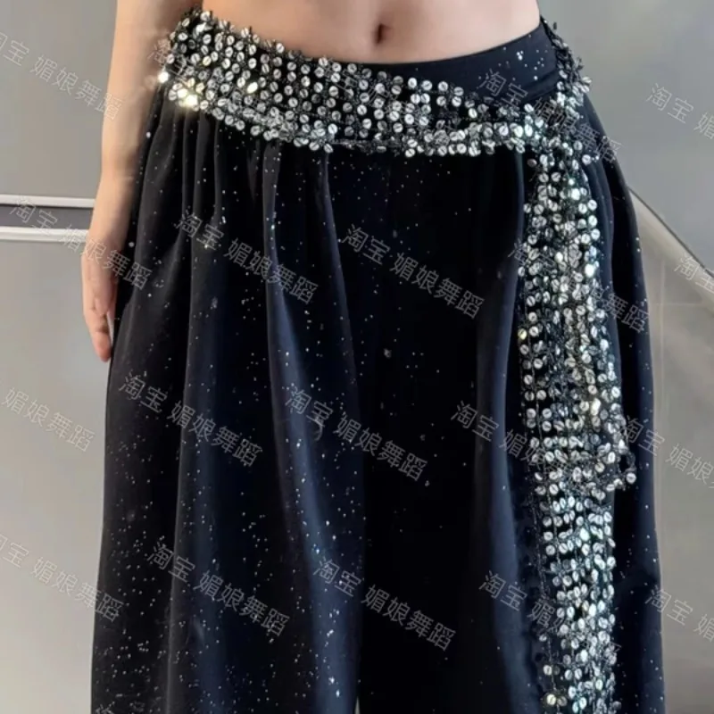 Maßgeschneiderter Jazz-Tanzgürtel, Nische, Pailletten, hohle Taille mit trendiger Straße, KPOP-Furzvorhang, Bauchtanz-Taillenkette, Hüfttuch