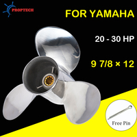 Stainless Steel Outboard Propeller 9 7/8 x 12 Fit Yamaha Engines 20 25 30 HP 3 Blade No.664-45954-00-EL 10 Spline Tooth