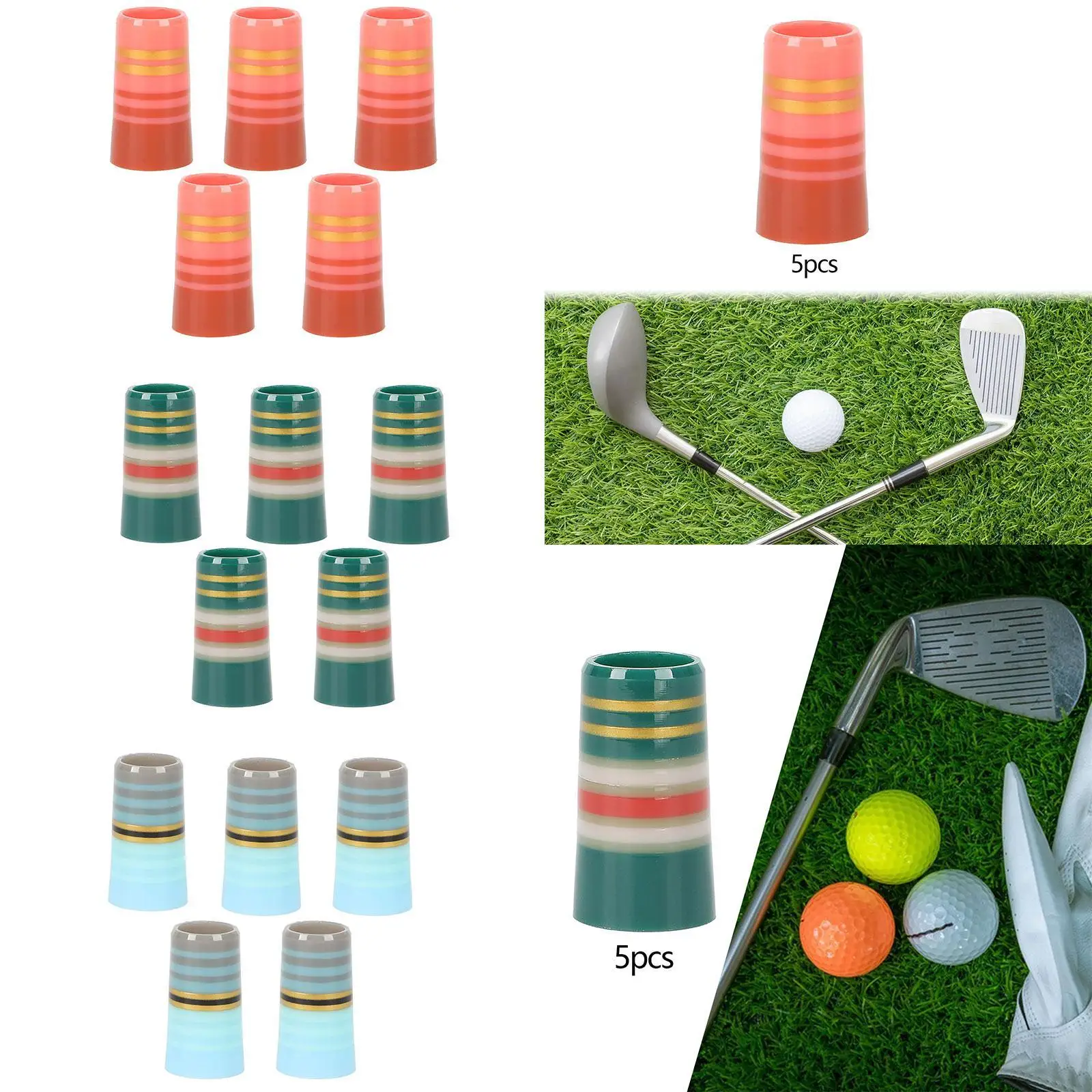 

5Pcs Golf Sleeve Ferrules End Caps 0.370'' Parallel Shaft Supplies Equipment Tools for Taper Tip Iron Wedge Golf Iron Ferrules