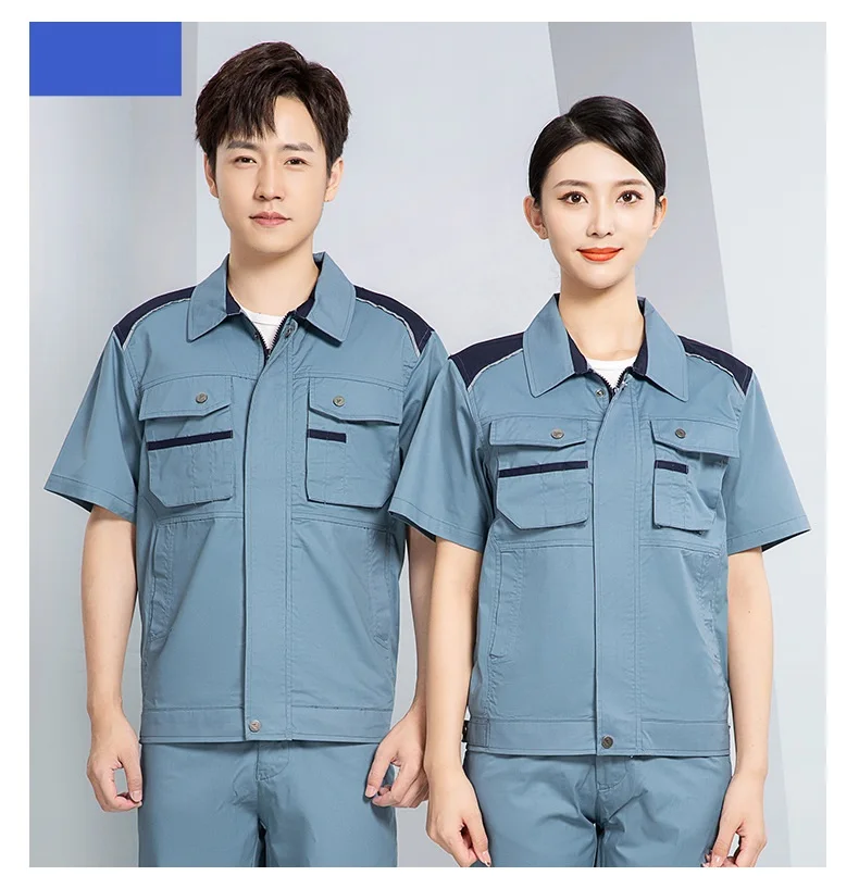 Fashion Design Work Clothing Set Contrast Color High Quality Wear Resistant Working Uniforms Repairman Working Suits Workshop