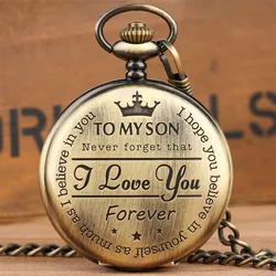 Vintage Taschenuhr Mode Quarz Taschenuhr mit Kette zu meinem Sohn Geschenk Liebe Ihre für immer Herren uhr exquisite Relogios