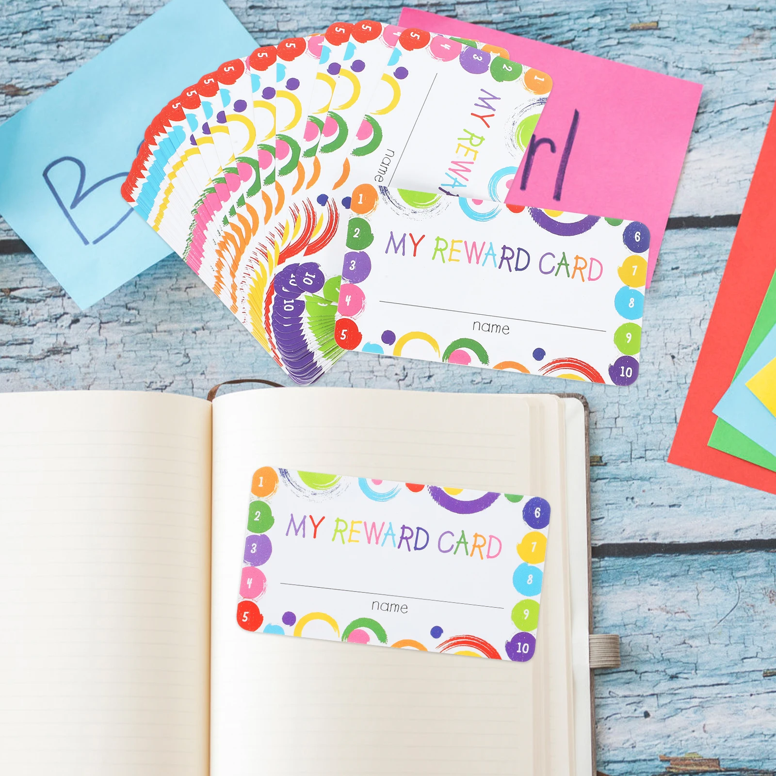 

2pcs 100 Sheets 5x9cm Punch Reward Cards Cartoon Encouraging School Supplies Classroom Must Haves Student Teacher Awards