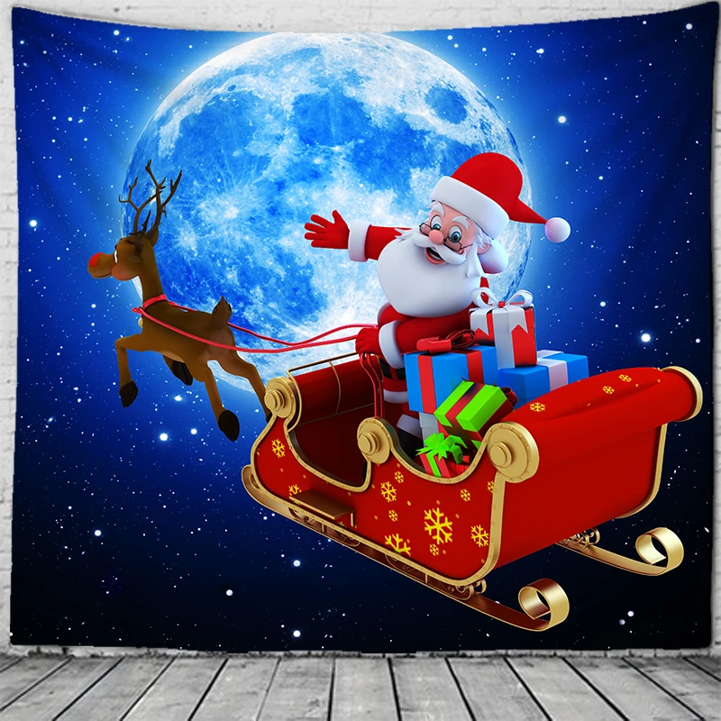 

Santa Claus Sled Decoration Tapestry, Family Christmas Party Background, Living Room and Bedroom D