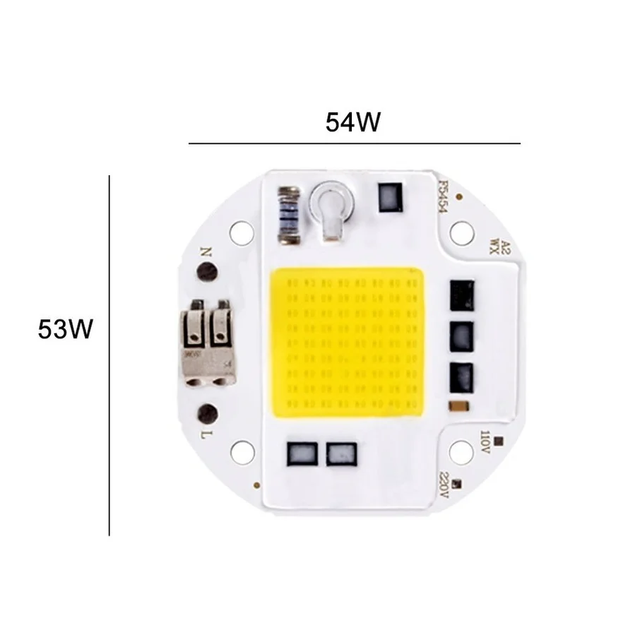 Puce LED COB intégrée pour projecteur, sans soudure, 50W 70W 100W, 220V 110V, aluminium blanc chaud F5454