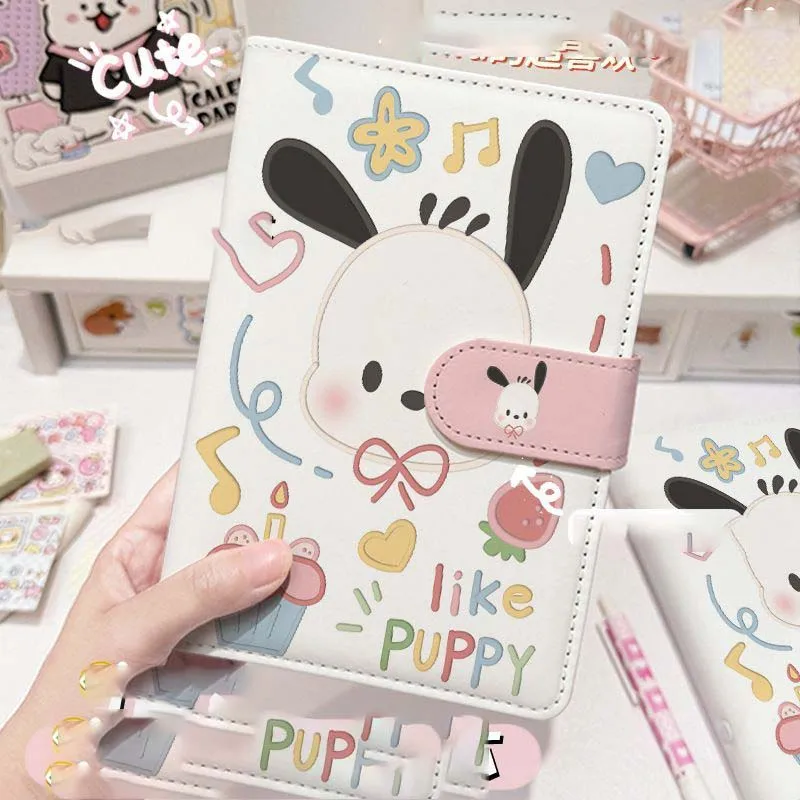 Sanrio Pochacco Loose Leaf Binder Notebook Cute Cartoon White Dog PU Cover Grid Line Blank Pages School Office Stationery Gift view 2