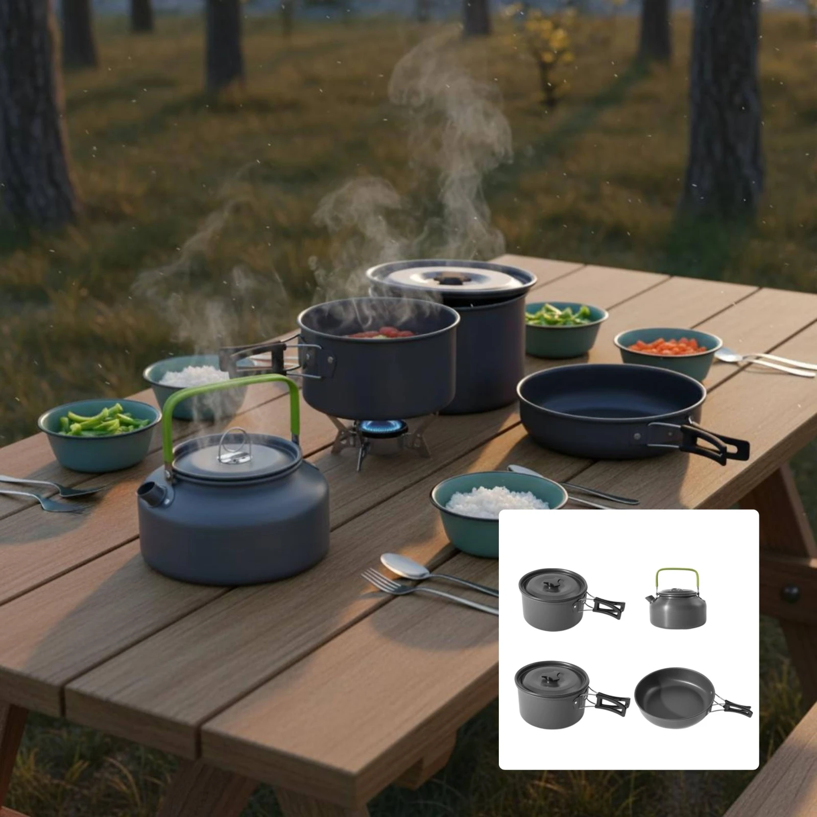 Camping Pot and Kettle Set Nes - огляд і ціна Camping Cooking Pot Set