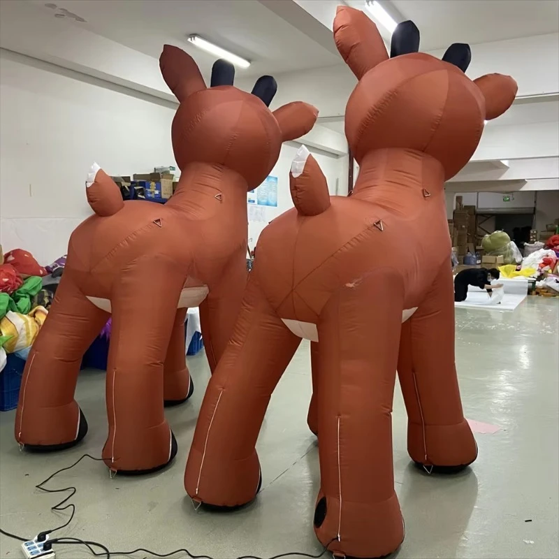 Outdoor Christmas decorations with giant inflatable Christmas deer reindeer