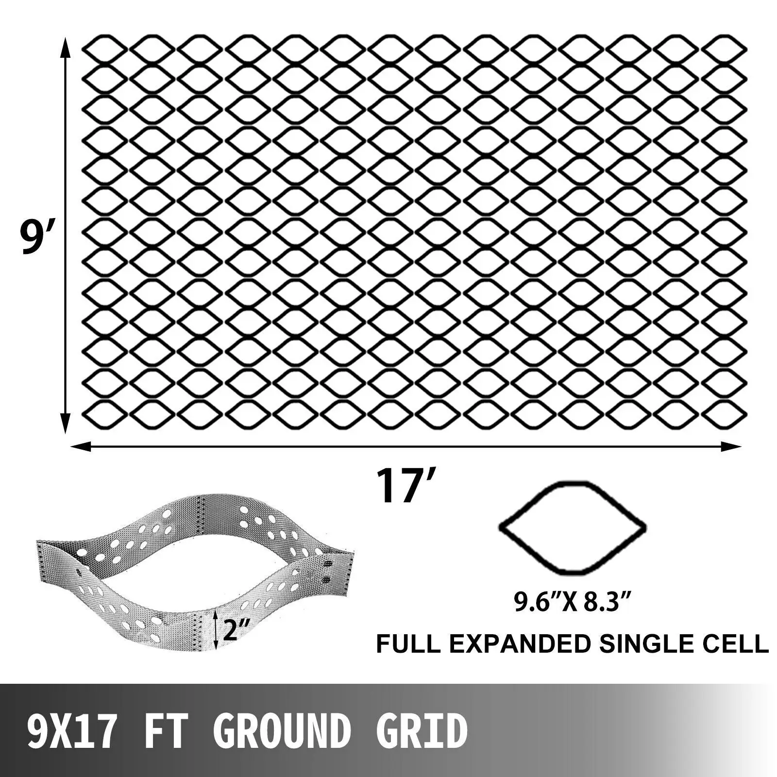 شبكة أرضية من الحصى لتثبيت الممر ، شبكة جيو ، سميكة 2 بوصة ، 9 قدم × 17 قدم #3