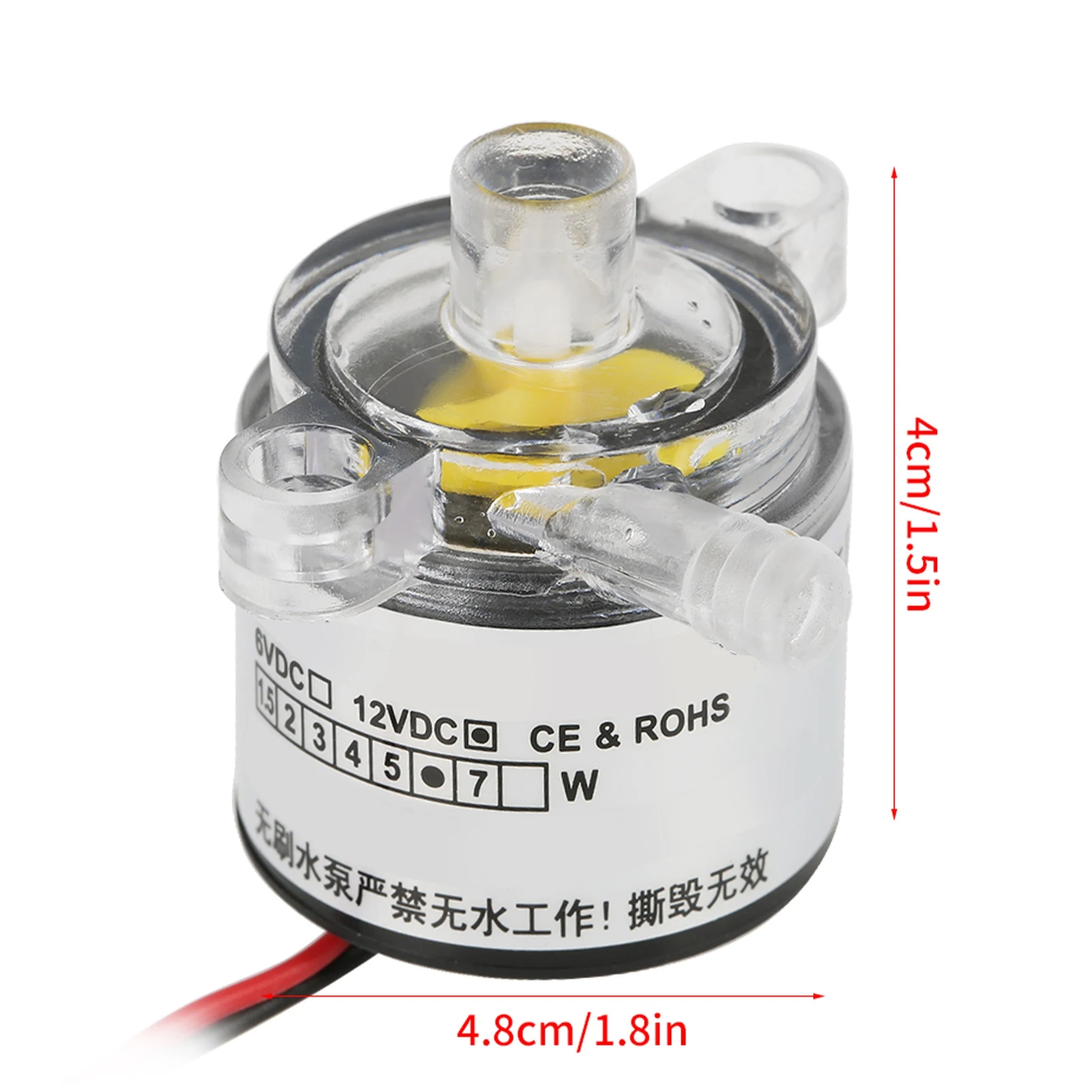 12V Pump, 1pc Mini 12V DC 6W Food Grade Submersible Brushless Water Pump 2L/min