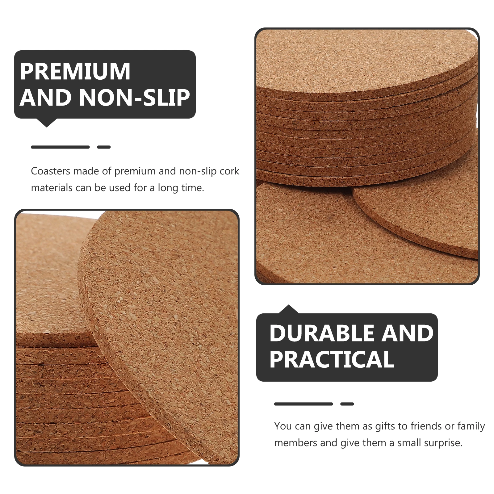 30pcs Cork Coasters Reusable Drink Coaster for Home Coffee Shop Blank Coasters Craft Supplies Thick Padding Table Mat