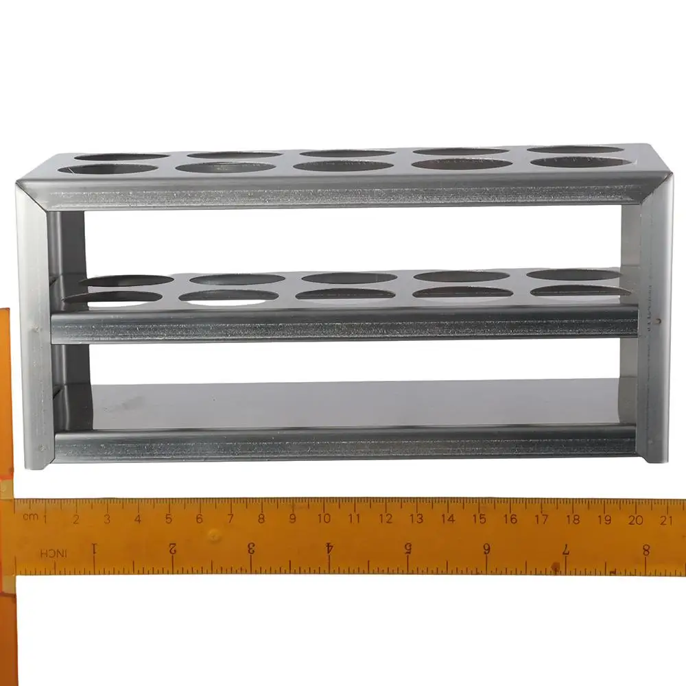 304 Stainless Steel Test Tube Holder Wide Application 10 Hole 2 slots Lab Stand Rack 3 Layer for 26-29.5mm Tubes