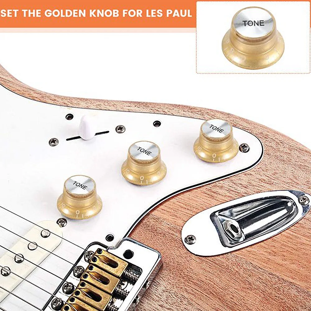 Set Gold Top Hat Knob for Gibson for Les Paul Gold Foil Button