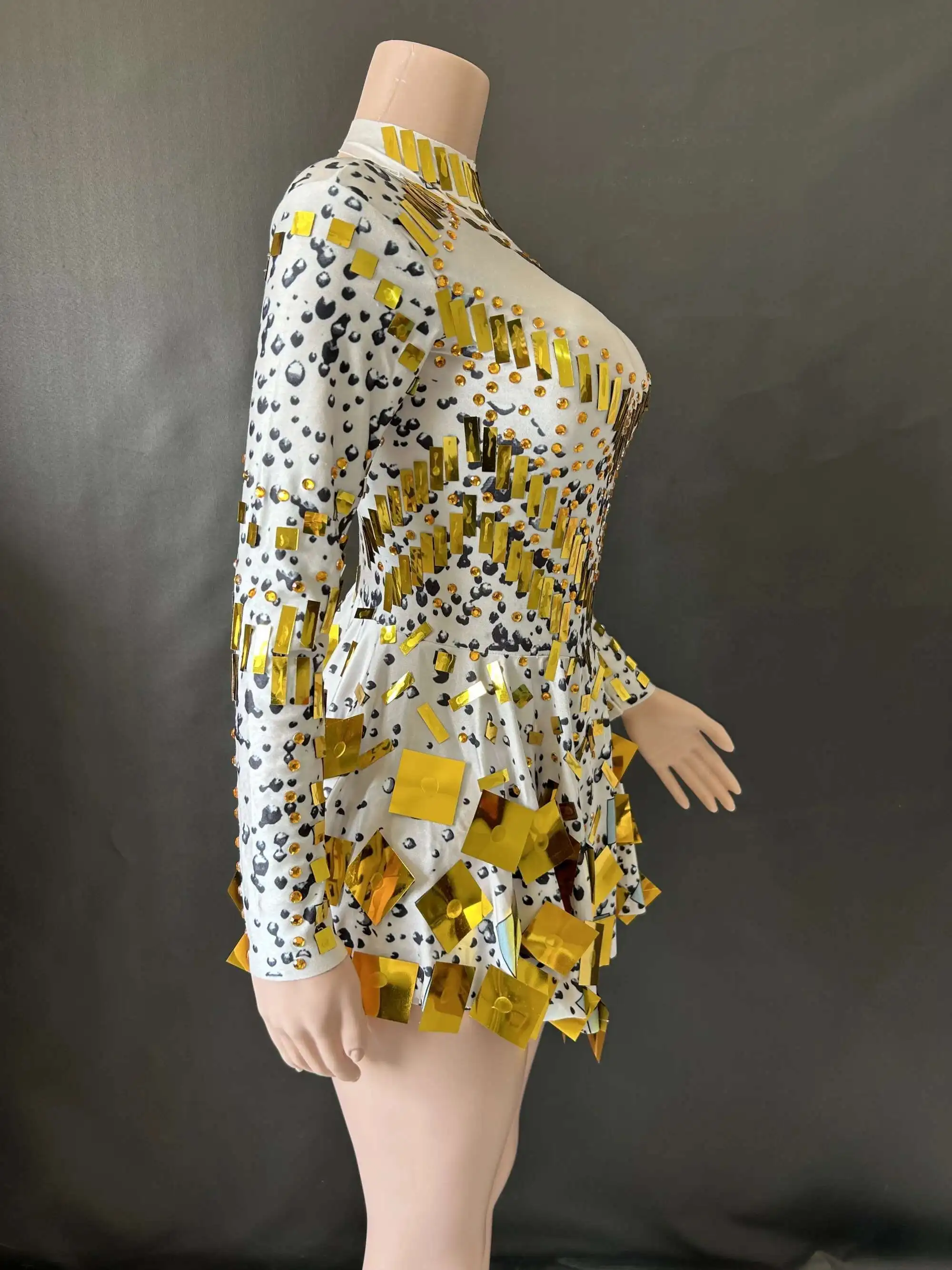 Nuova estate alta elasticità donna abito a-line manica lunga costume elegante notte festa da sera abiti da palcoscenico 7G