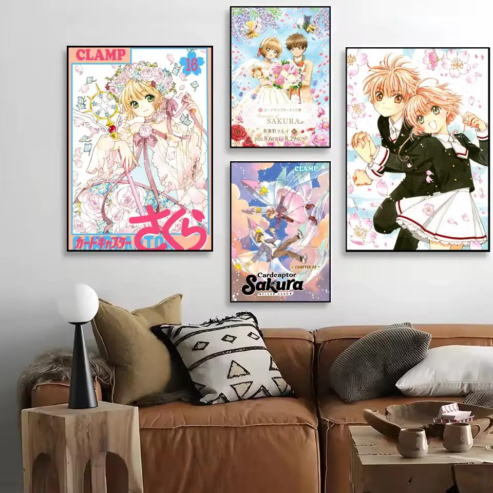 Anime Cardcaptor Sakura Poster Decorative Wall Art Stickers Mural Photo Print for Home Living Room Hallway Decor