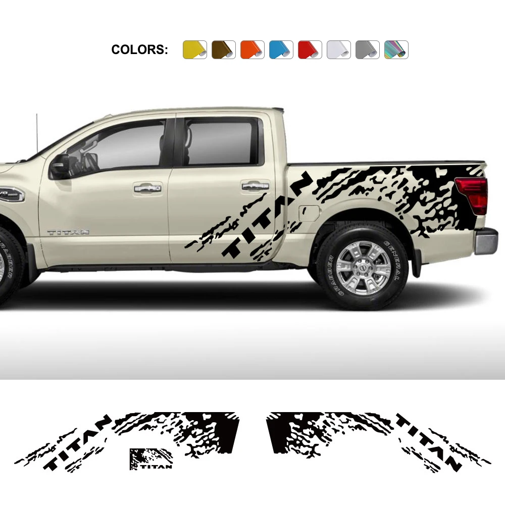 Pickup Body Side Stickers For Nissan Titan S SL SV Truck Graphics Splash Grunge Decor Decal Trunk Vinyl Covers Auto Accessories